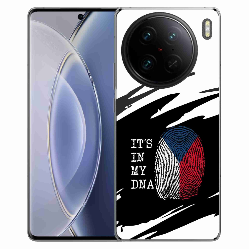 Gél borító mmCase a Vivo X90 Pro - zászló ujjlenyomat fekete és fehér háttérrel