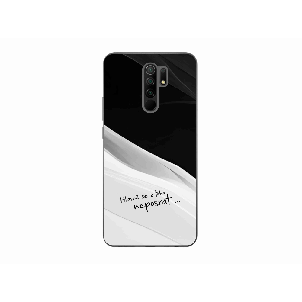 Gél borító mmCase a Xiaomi Redmi 9-hez - vicces szöveg 13 fehér és fekete háttérrel