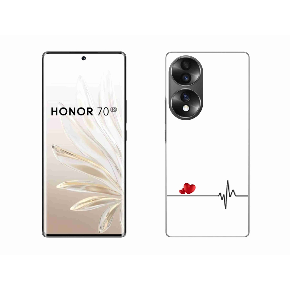 Gél borító mmCase a Honor 70 készülékhez - szív és szívverés fehér háttérrel
