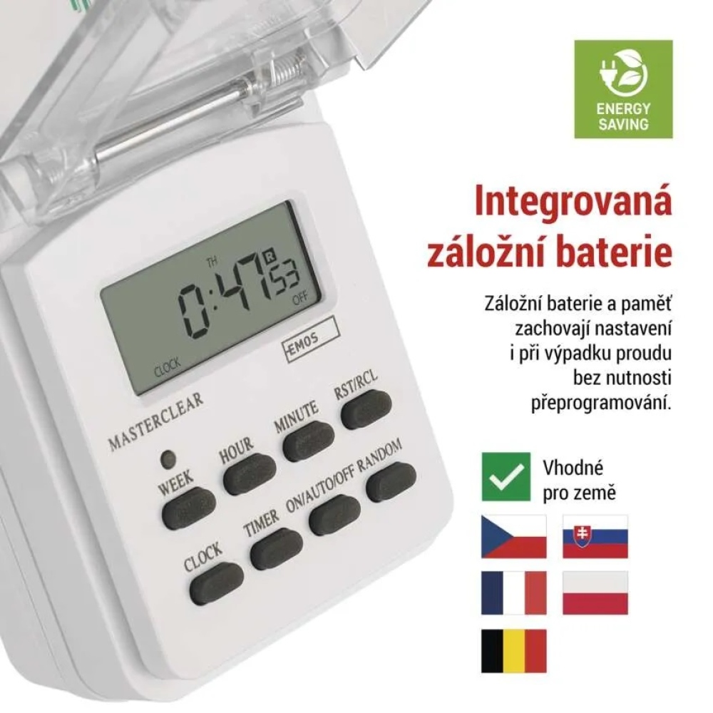 Időzítő - digitális kapcsoló aljzat kültéri IP44 P5507N