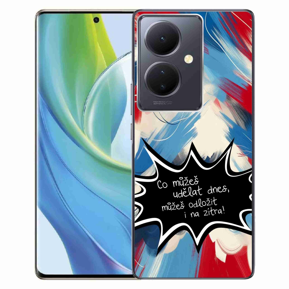 Gél borító mmCase a Vivo V29 Lite 5G-hez - vicces szöveg 9 fekete háttér