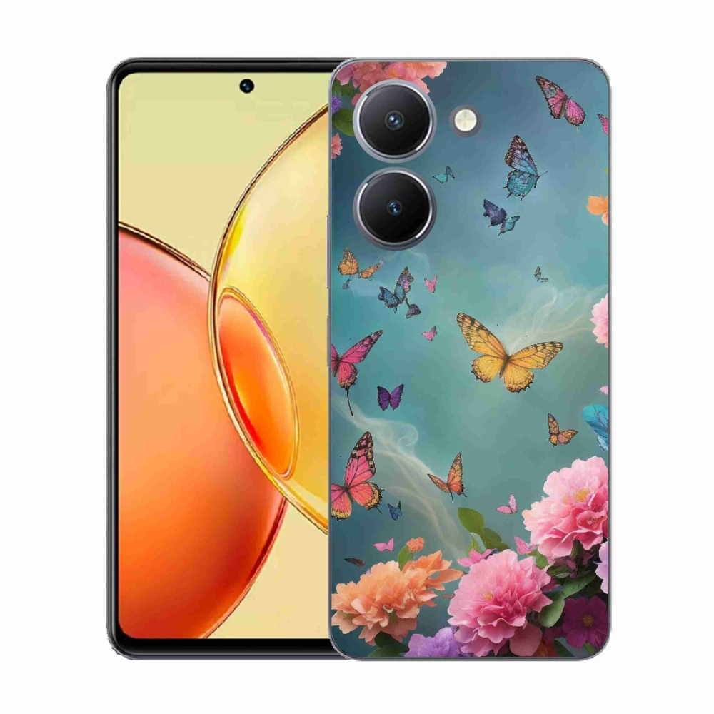 Gél borító mmCase a Vivo Y36-hoz - színes virágok és pillangók