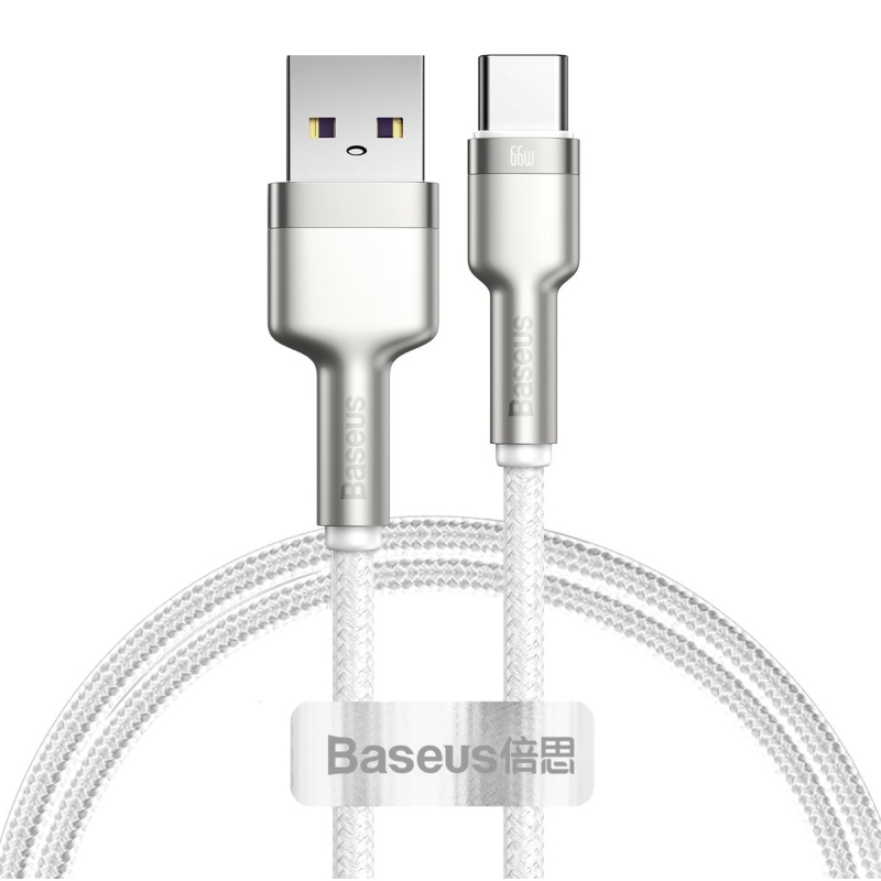 Baseus Cafule Metal sorozatú adatkábel USB-USB-C 66W 1m Fehér