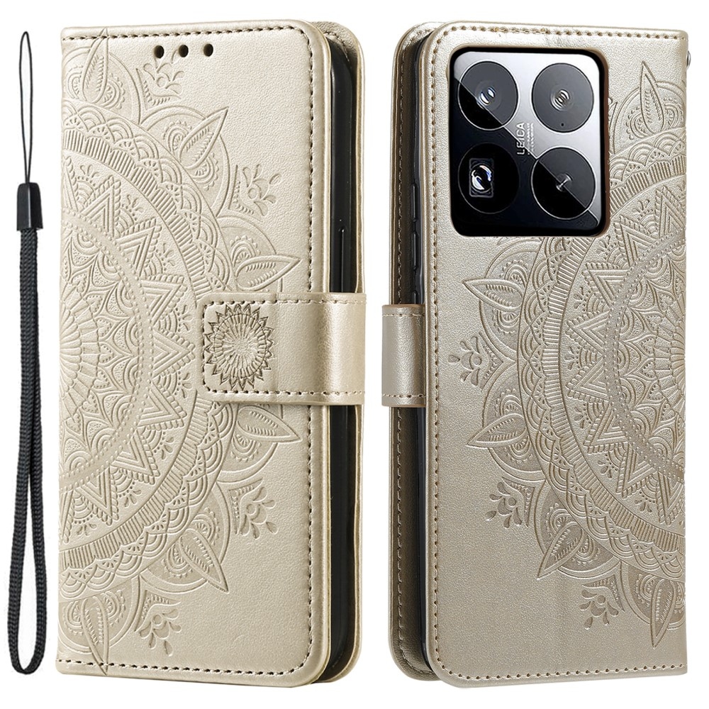 Mandala könyv tok Xiaomi 15 Pro-hoz - arany színű