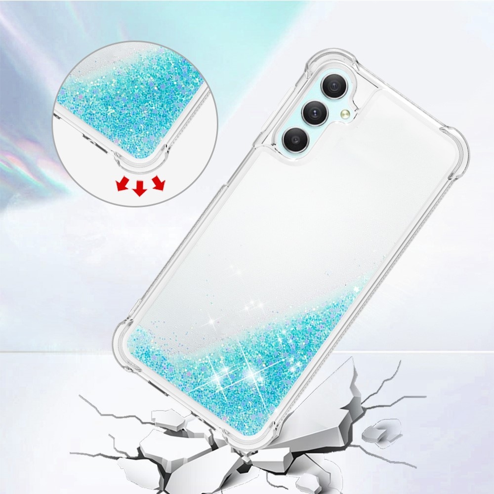 Glitter homokóra zselés tok Samsung Galaxy A24 készülékhez - kék / csillagok