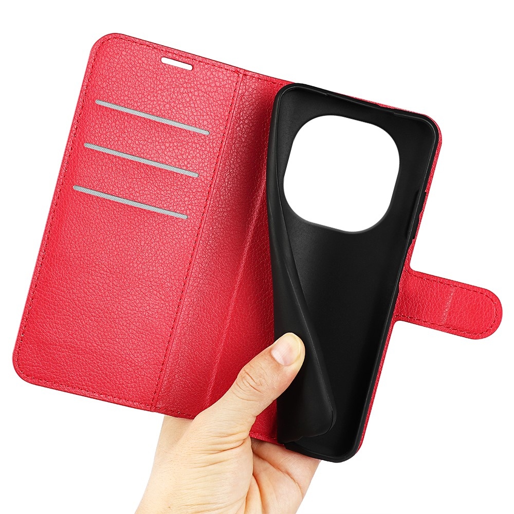 Litchi könyv tok Xiaomi Redmi Note 14 Pro 5G/Poco X7 5G - piros