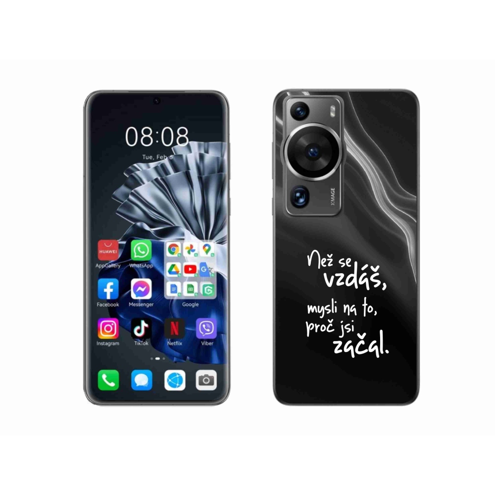 Gél borítás mmCase a Huawei P60 Pro - idézet 2 fekete háttérrel