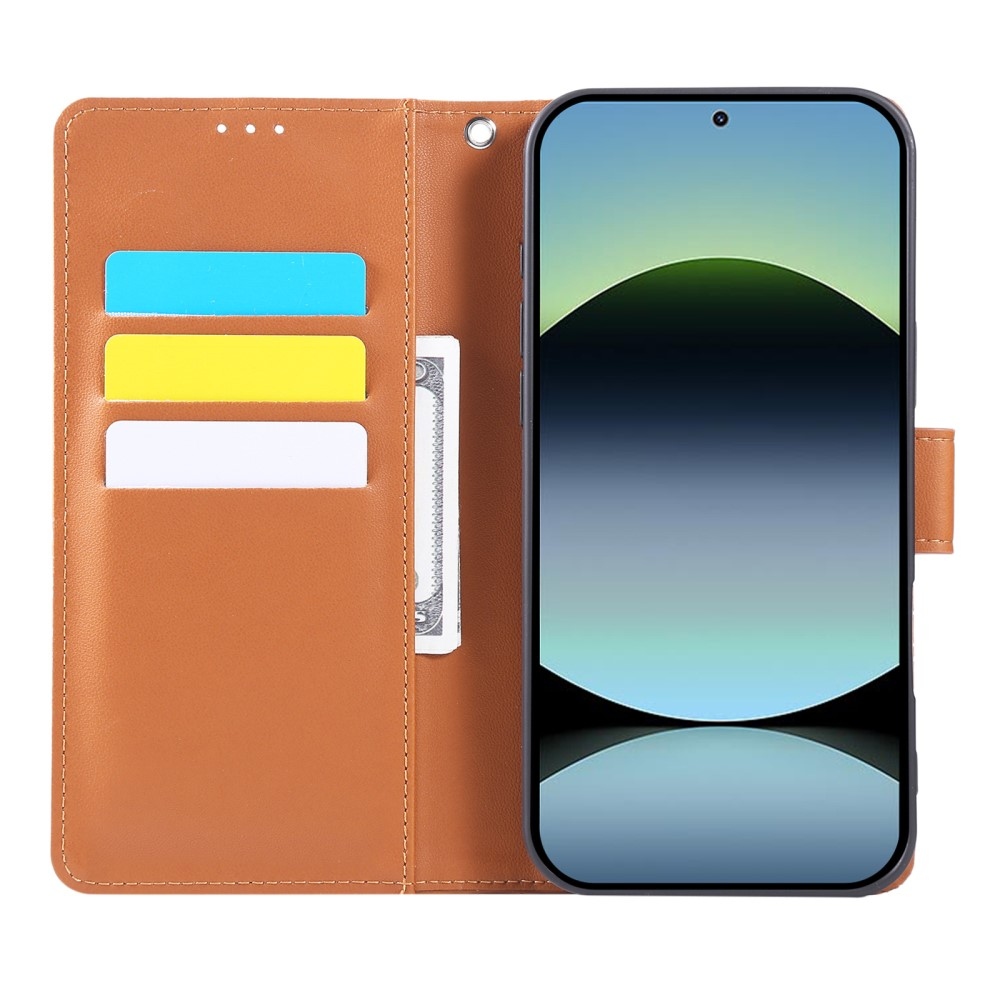 Rózsaszín könyvtáska Xiaomi Poco M7 Pro 5G/Note 14 5G - barna