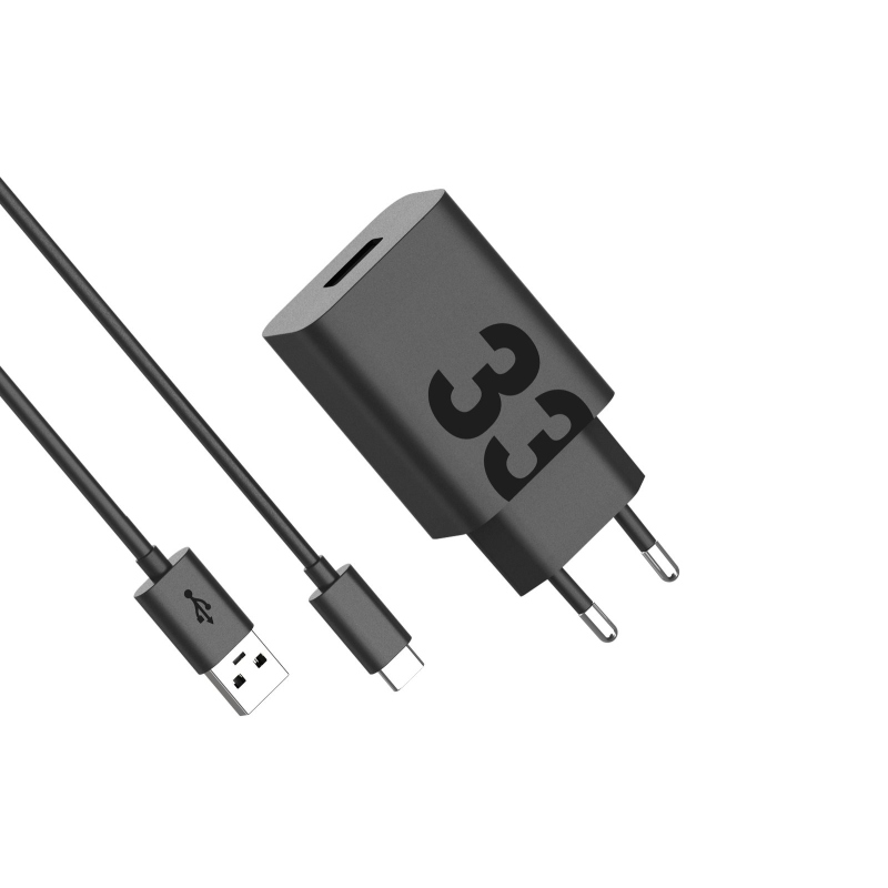 Motorola TurboPower USB-A 33W-os utazási töltő, inkl. USB-C kábel Fekete