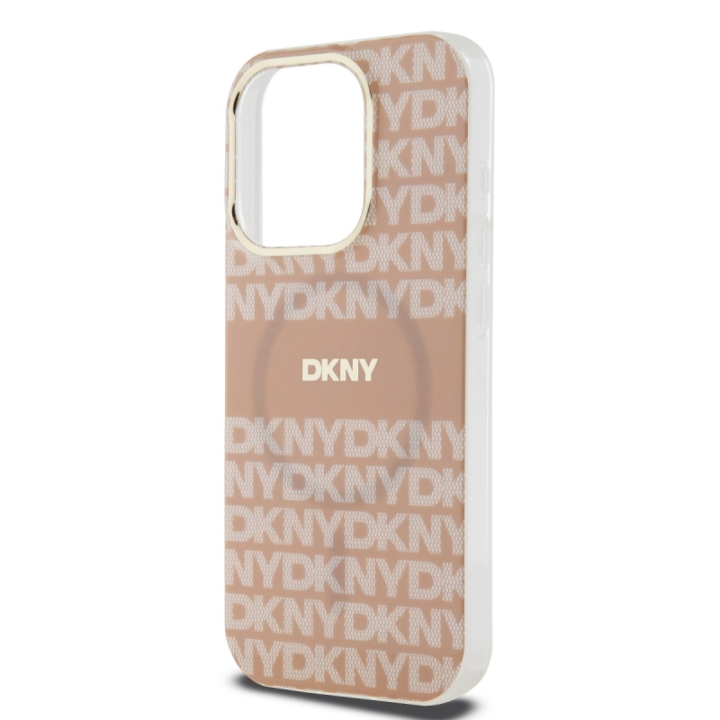 DKNY PC/TPU ismétlődő mintás tonális csíkos Magsafe hátlap iPhone 13 Pro Max rózsaszínű készülékhez