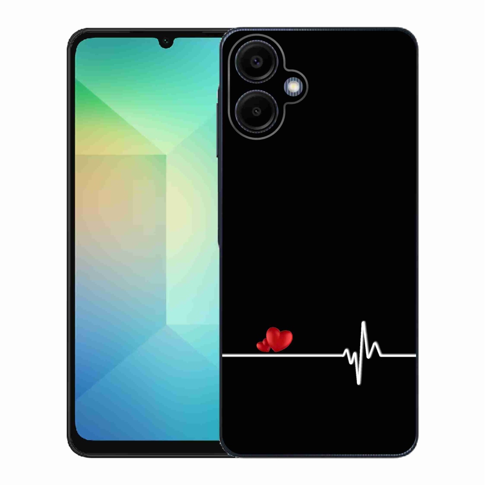 Gél borító mmCase Samsung Galaxy A06 4G - szív és szívverés fekete háttérrel