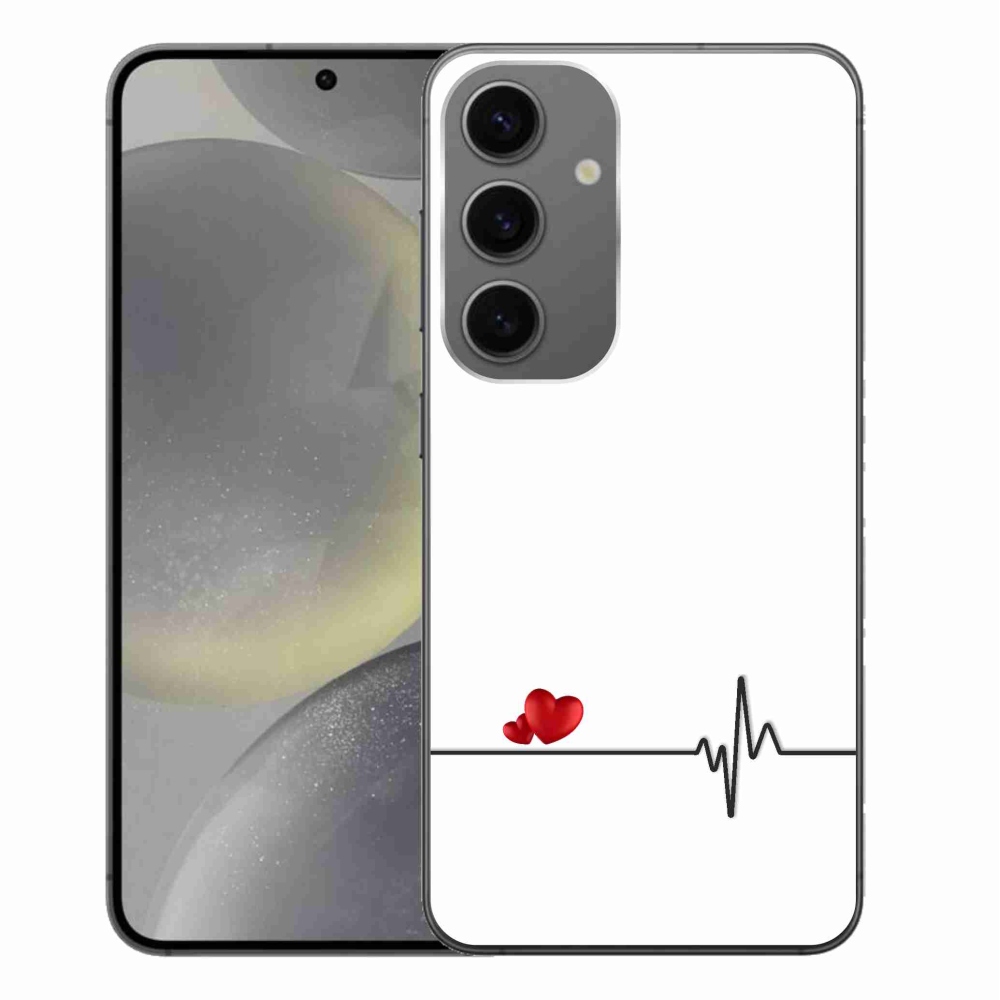 Gél borító mmCase Samsung Galaxy S24+ készülékhez - szív és szívverés fehér háttérrel
