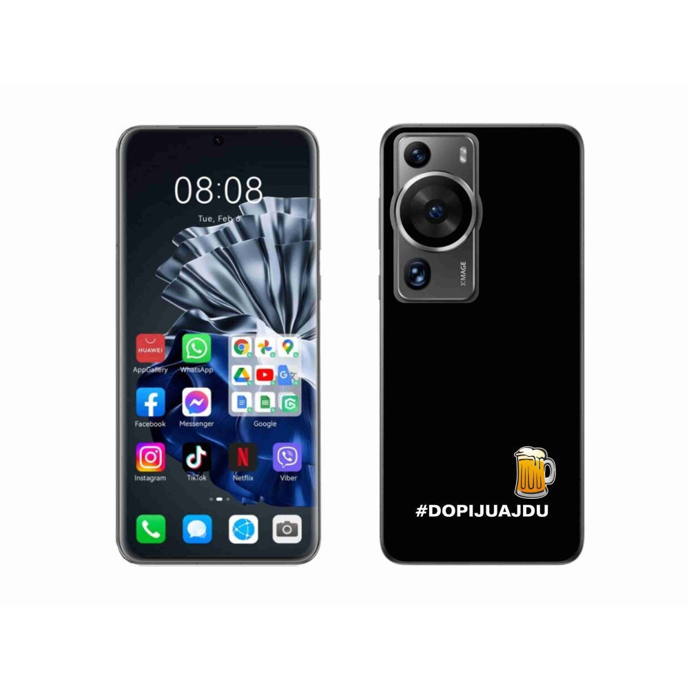 Gél borítás mmCase a Huawei P60 Pro készülékhez - sör motívum 1 fekete háttér