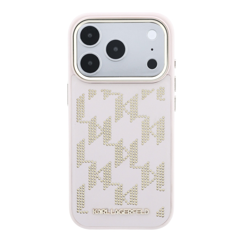 Karl Lagerfeld PU perforált Monogram MagSafe hátlap az iPhone 17 Pro Max-hoz, rózsaszín