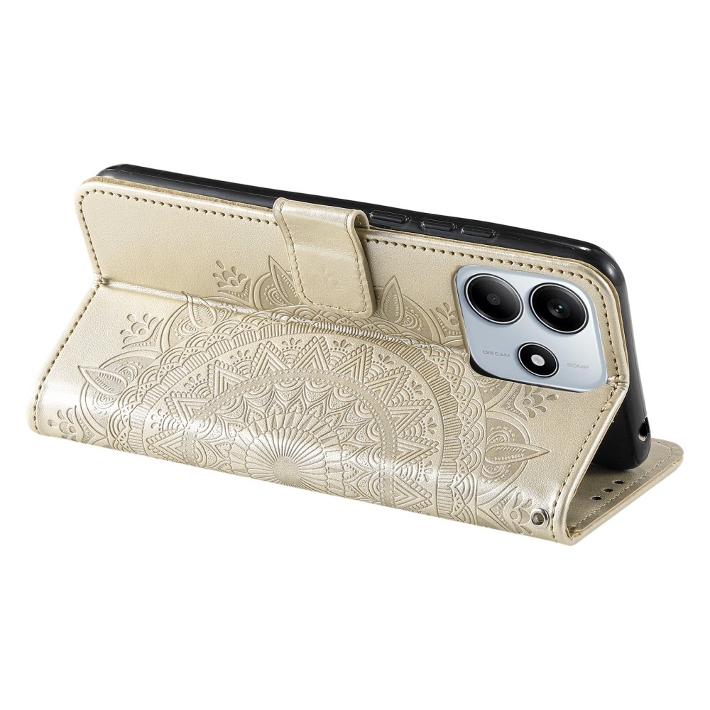Mandala könyv tok Xiaomi Redmi Note 14-hez - arany színben