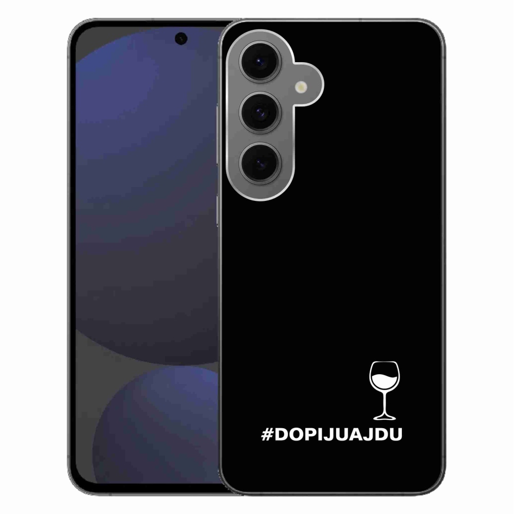Gél borítás mmCase Samsung Galaxy S24 FE készülékhez - bor motívum fekete alapon