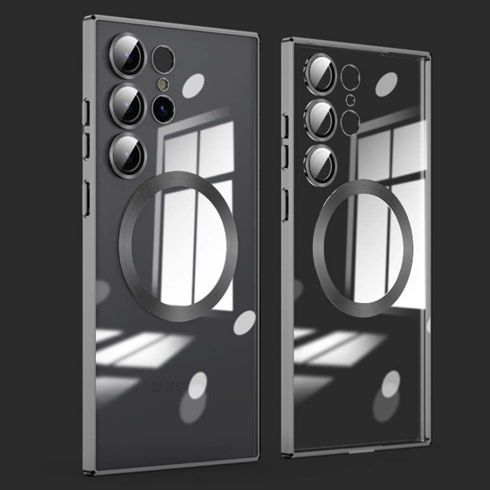 Átlátszó tok kameravédelemmel és MagSafe támogatással Samsung Galaxy S23 Ultra készülékhez - fekete