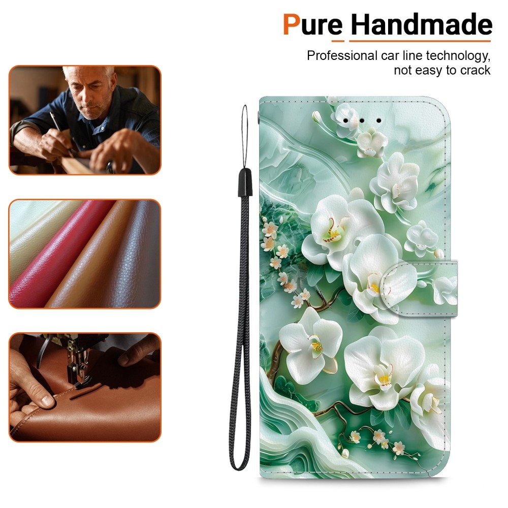 Sokoldalú könyvtáska Samsung Galaxy A36 5G/A56 5G - fehér virágok