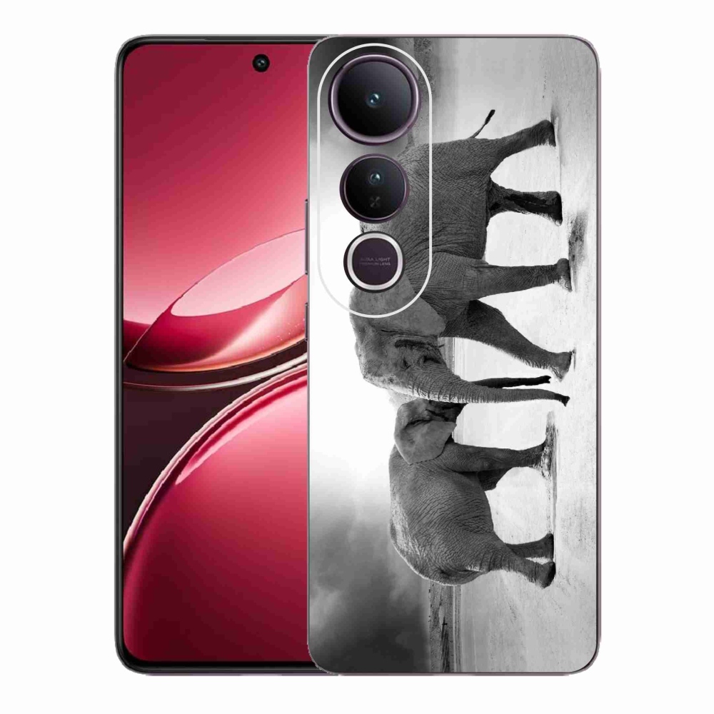 Gél borító mmCase a Vivo V50 Lite 4G/5G-n - fekete és fehér elefántok