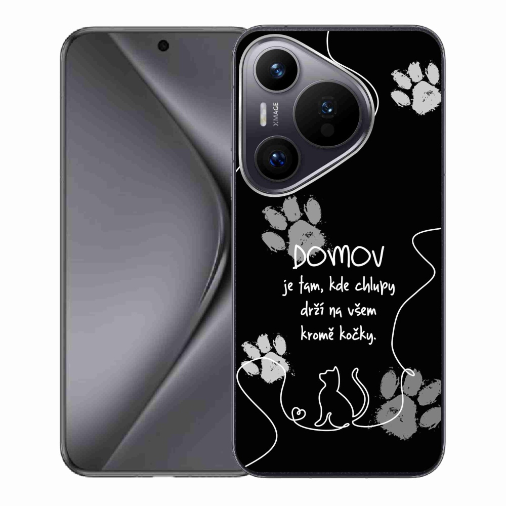 Gél borító mmCase a Huawei Pura 70 készülékhez - macska motívum fekete háttérrel