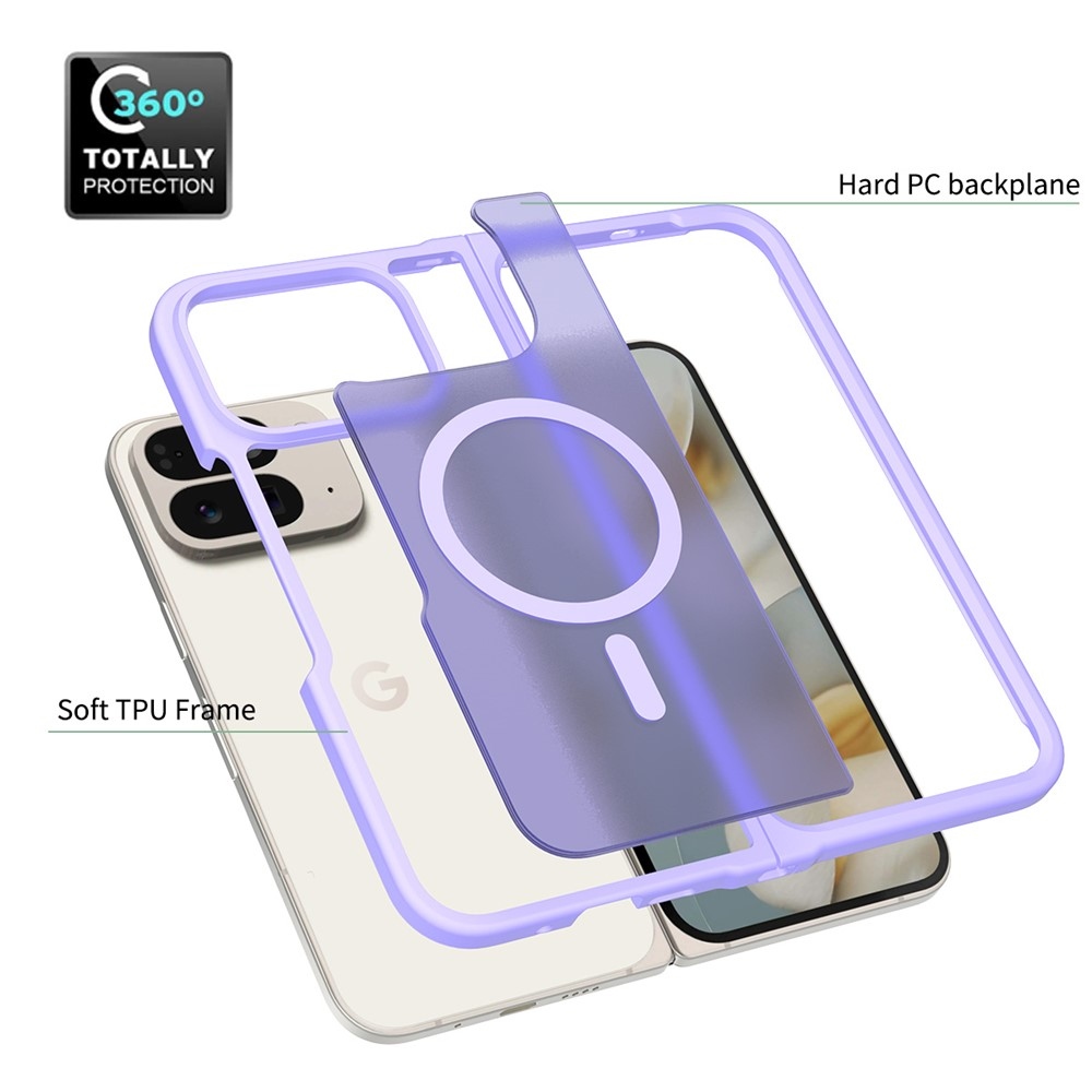 Bőr zselés tok fix hátlappal és MagSafe támogatással a Google Pixel 10 Pro Foldhoz - lila