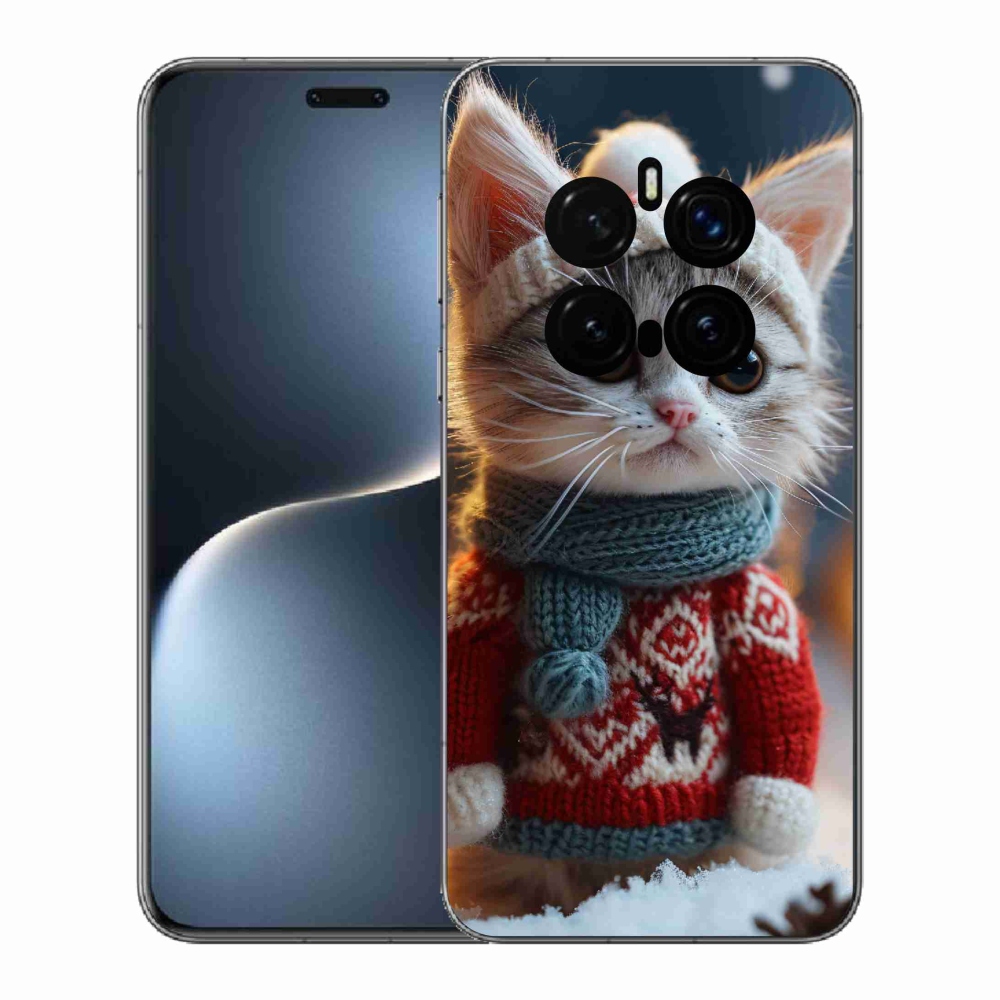 Zselés borítás mmCase a Honor Magic 7 Pro 5G számára - cica pulóverben