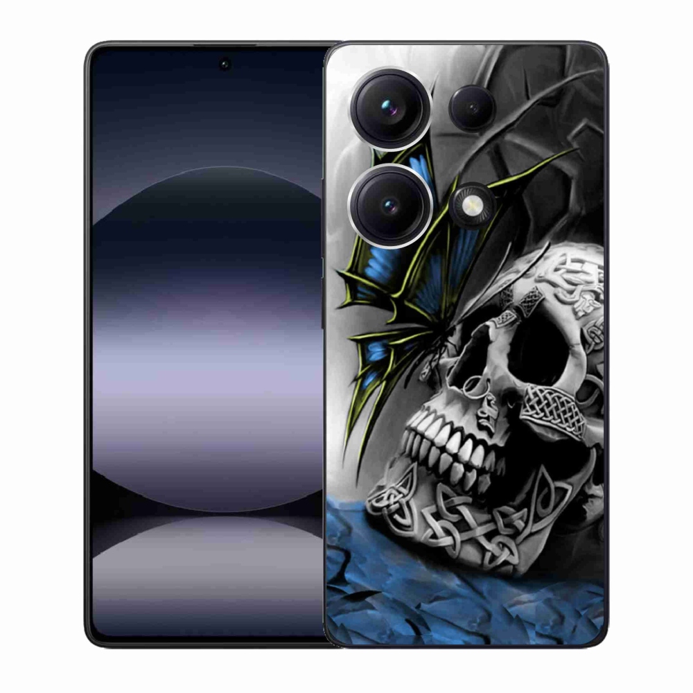 Gél borítás mmCase a Xiaomi Redmi Note 14S-hez - pillangó és koponya