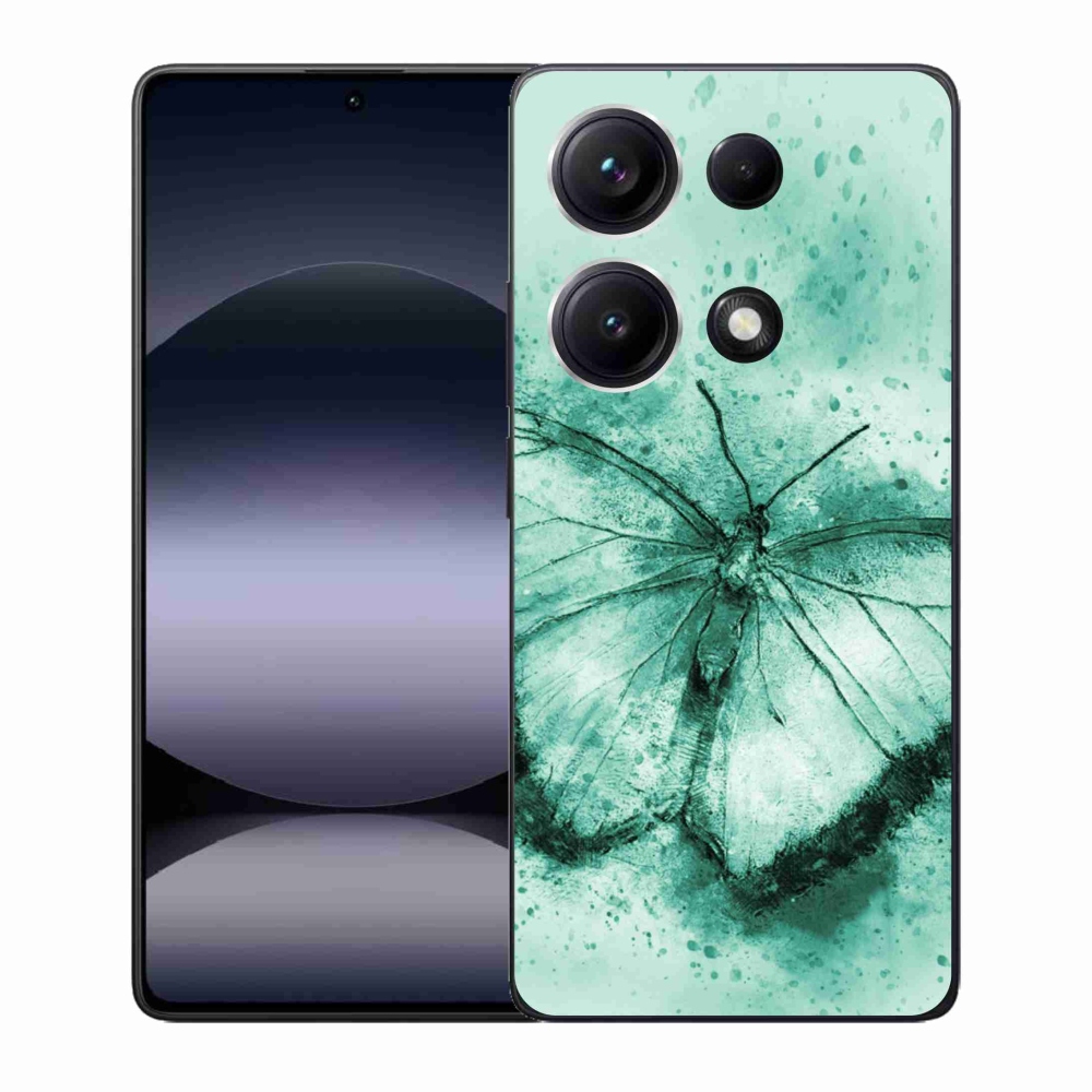 Gél borítás mmCase a Xiaomi Redmi Note 14S-hez - zöld pillangó