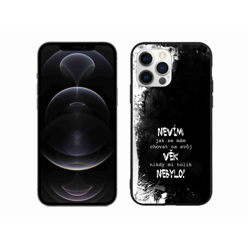 Gél borítás mmCase iPhone 12 Pro Max készülékhez - vicces szöveg 14 fekete háttér