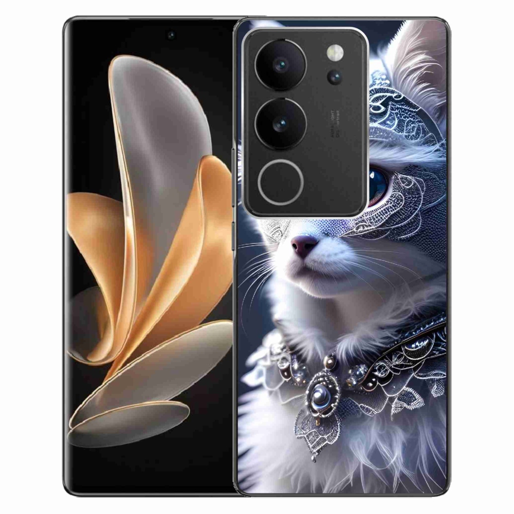 Zselés borítás mmCase a Vivo V29 5G-hez - fehér macska