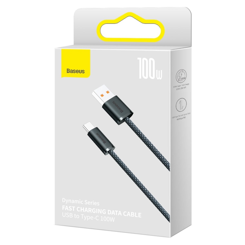 Baseus Dynamic sorozatú gyorstöltő adatkábel USB-A - USB-C 100W 2m Slate szürke