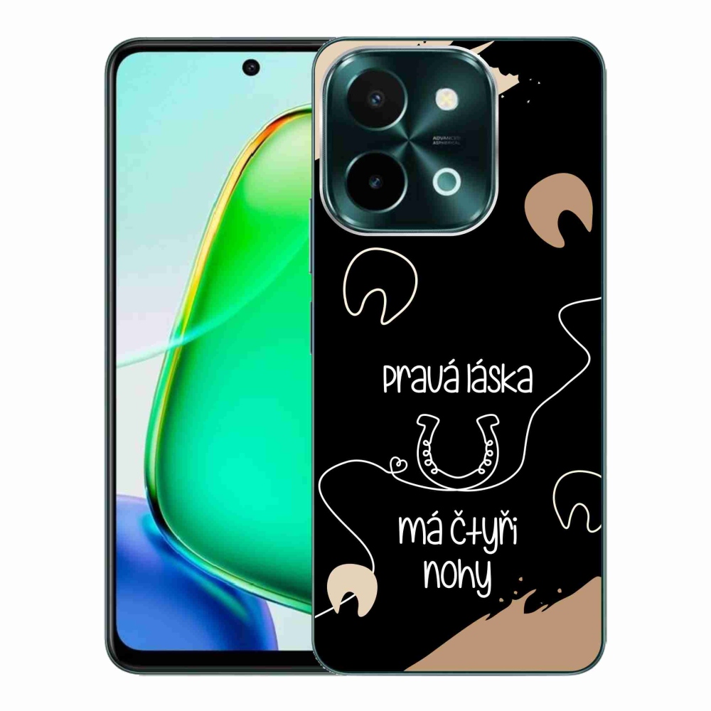 Gél borító mmCase a Vivo Y28-hoz - ló motívum fekete háttérrel