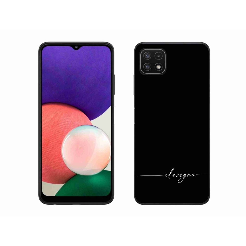 Gél borító mmCase Samsung Galaxy A22 5G - I love you fekete háttérrel