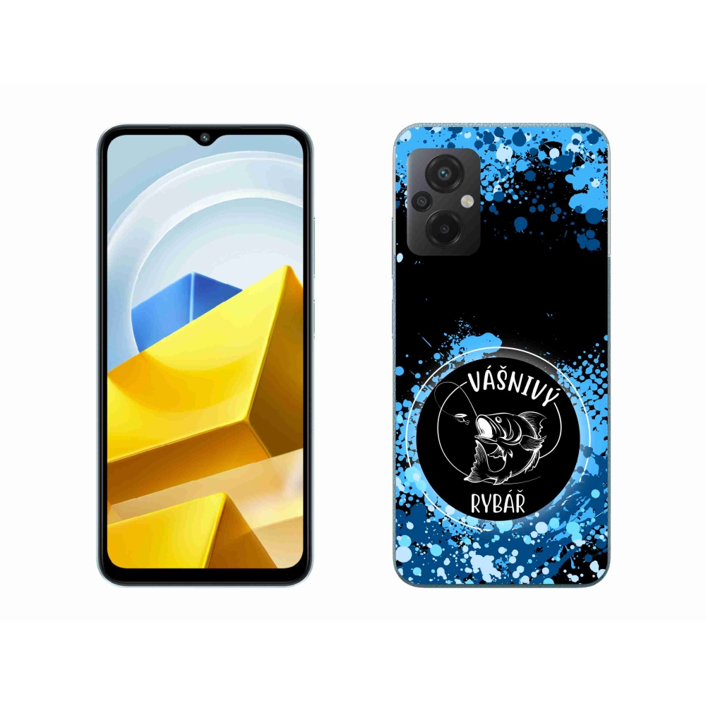 Gél borító mmCase a Xiaomi Poco M5 4G-hez - szenvedélyes halász fekete háttérrel