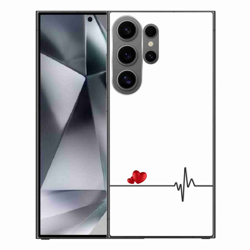 Gél borító mmCase Samsung Galaxy S24 Ultra - szív és szívverés fehér háttérrel