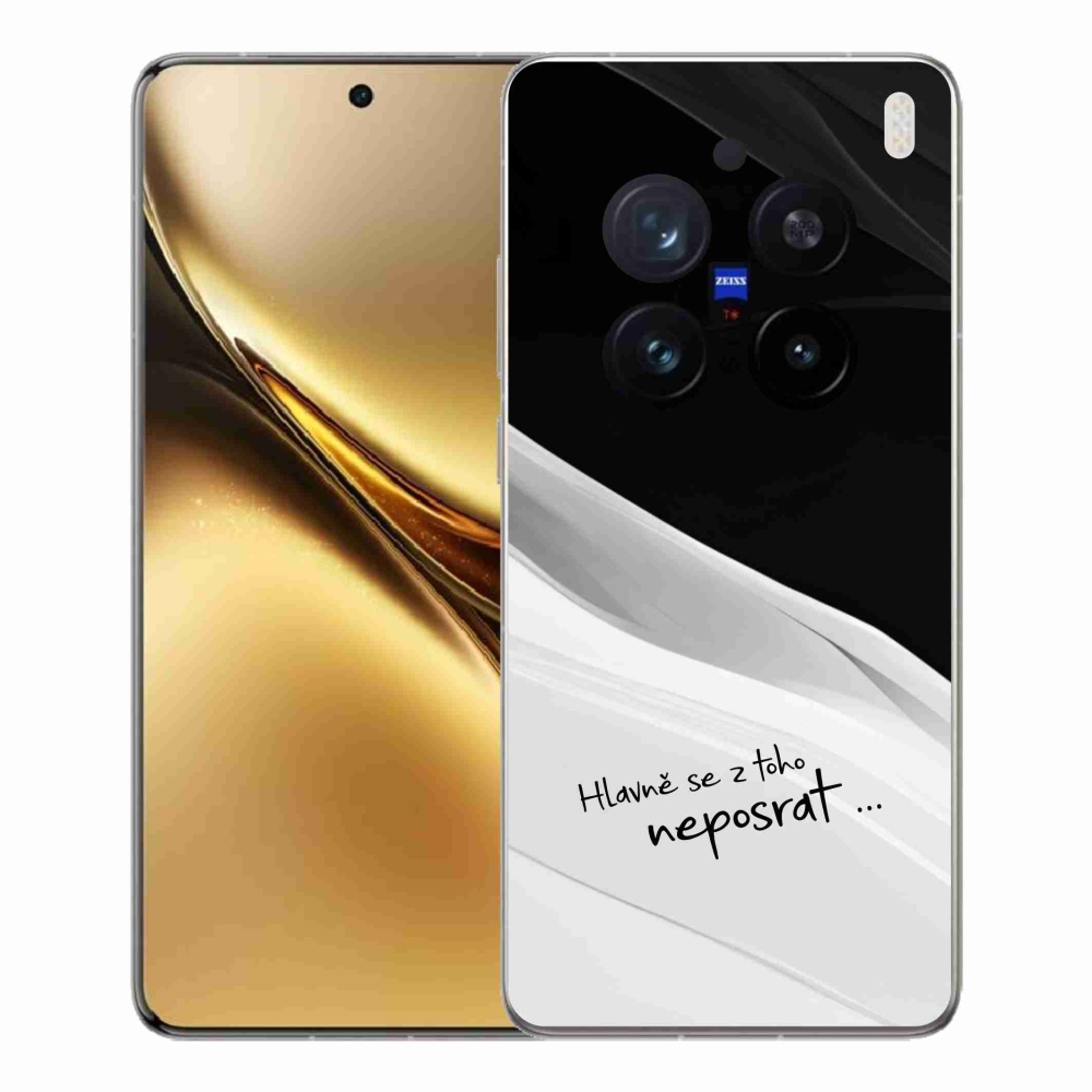 Gél borító mmCase a Vivo X200 Pro 5G készülékhez - vicces szöveg 13 fehér és fekete háttérrel