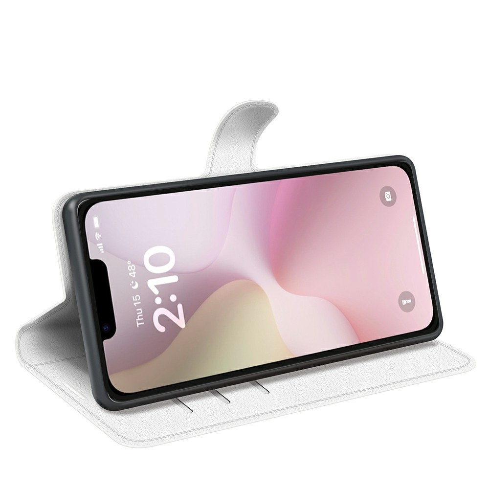 Litchi könyvtáska iPhone 16e készülékhez - fehér