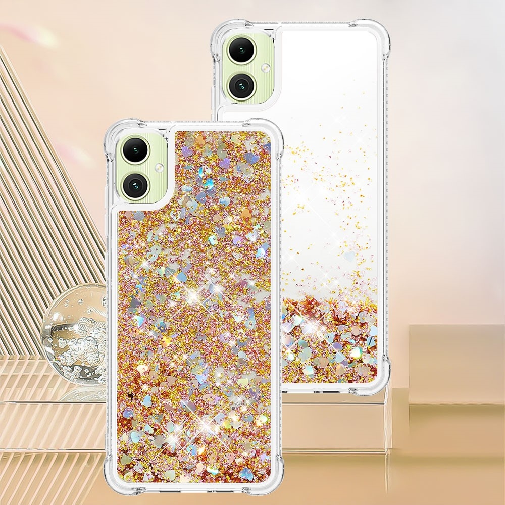 Glitter homokóra zselés tok Samsung Galaxy A06 4G - arany/szív