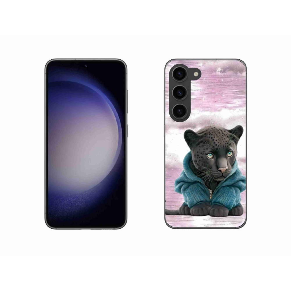 Zselés borítás mmCase Samsung Galaxy S23 5G - fekete párduc pulóverben