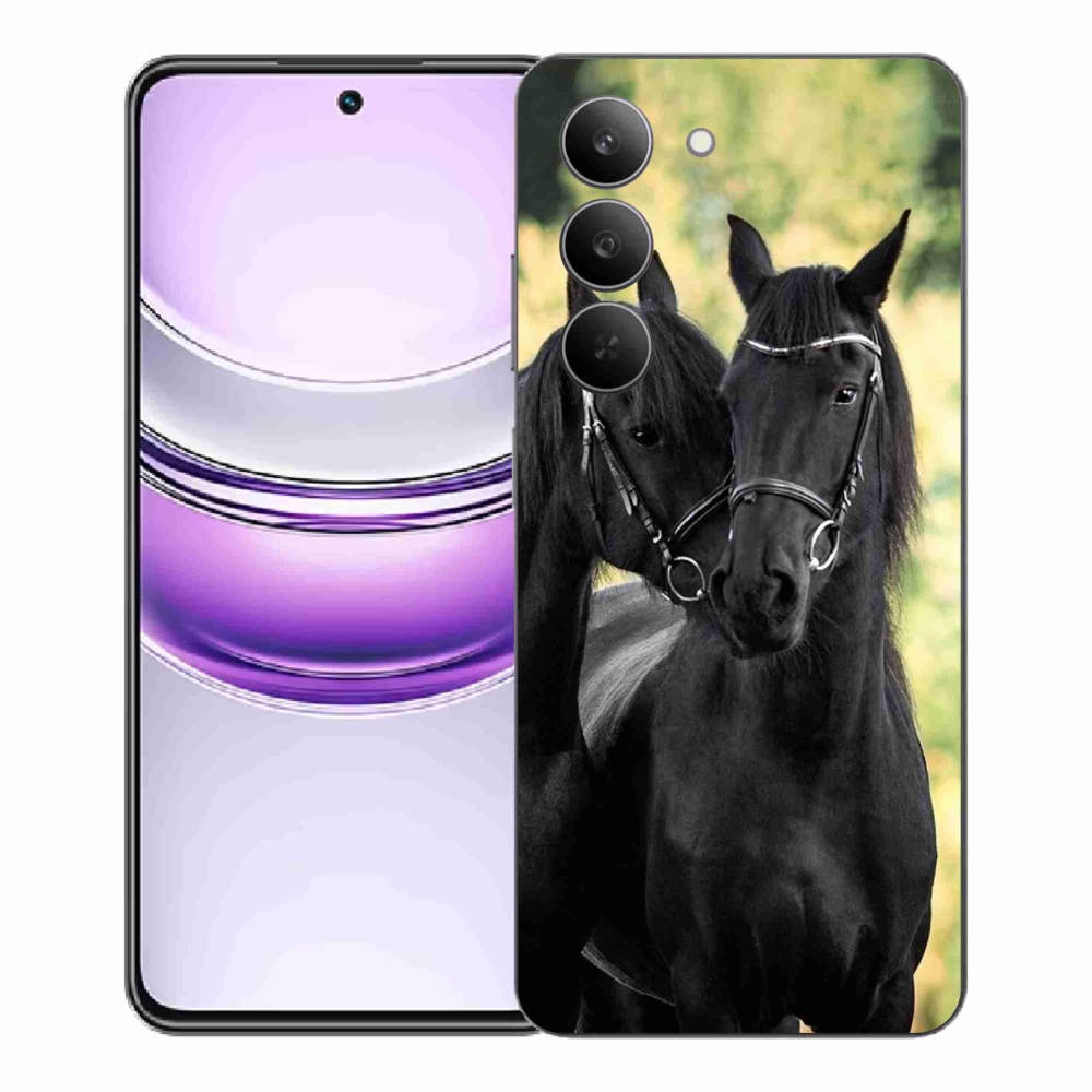 Gél borító mmCase a Realme 14x 5G-hez - két fekete ló