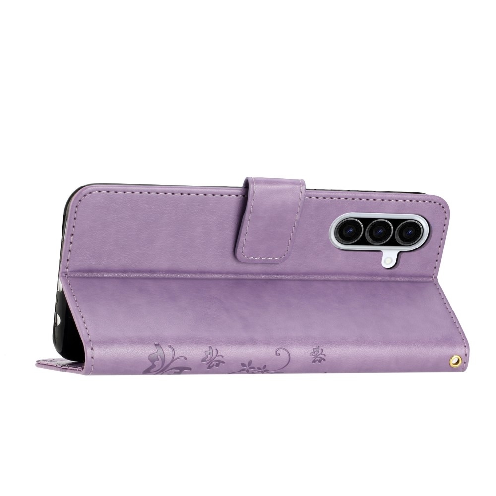 Virágok könyv tok Samsung Galaxy A36 5G - világos lila