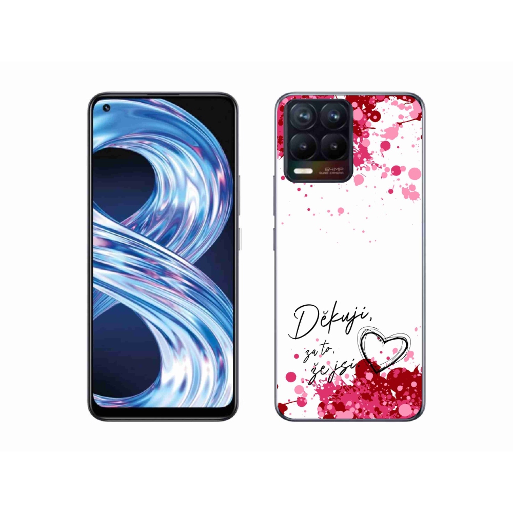 Gél borító mmCase a Realme 8 4G-n - szerelmes szöveg 2 fehér háttérrel