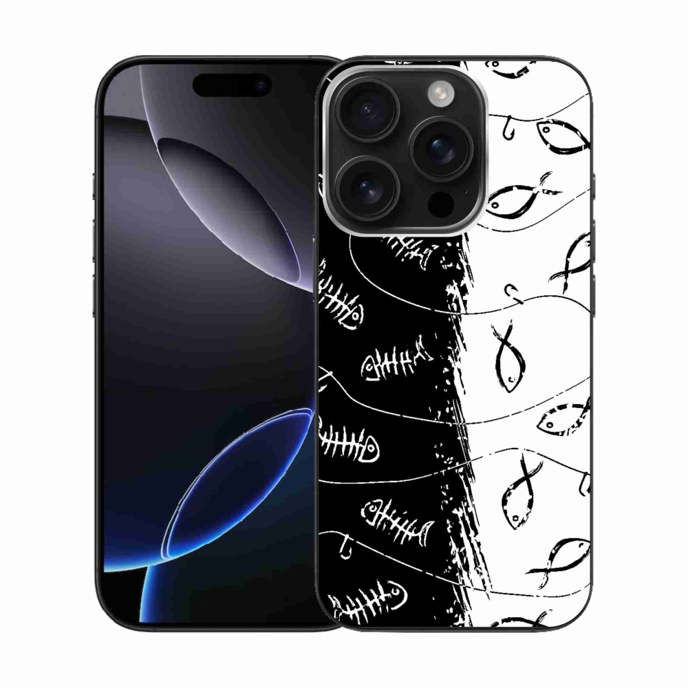 Zselés borítás mmCase iPhone 16 Pro készülékhez - csontvázak és halak