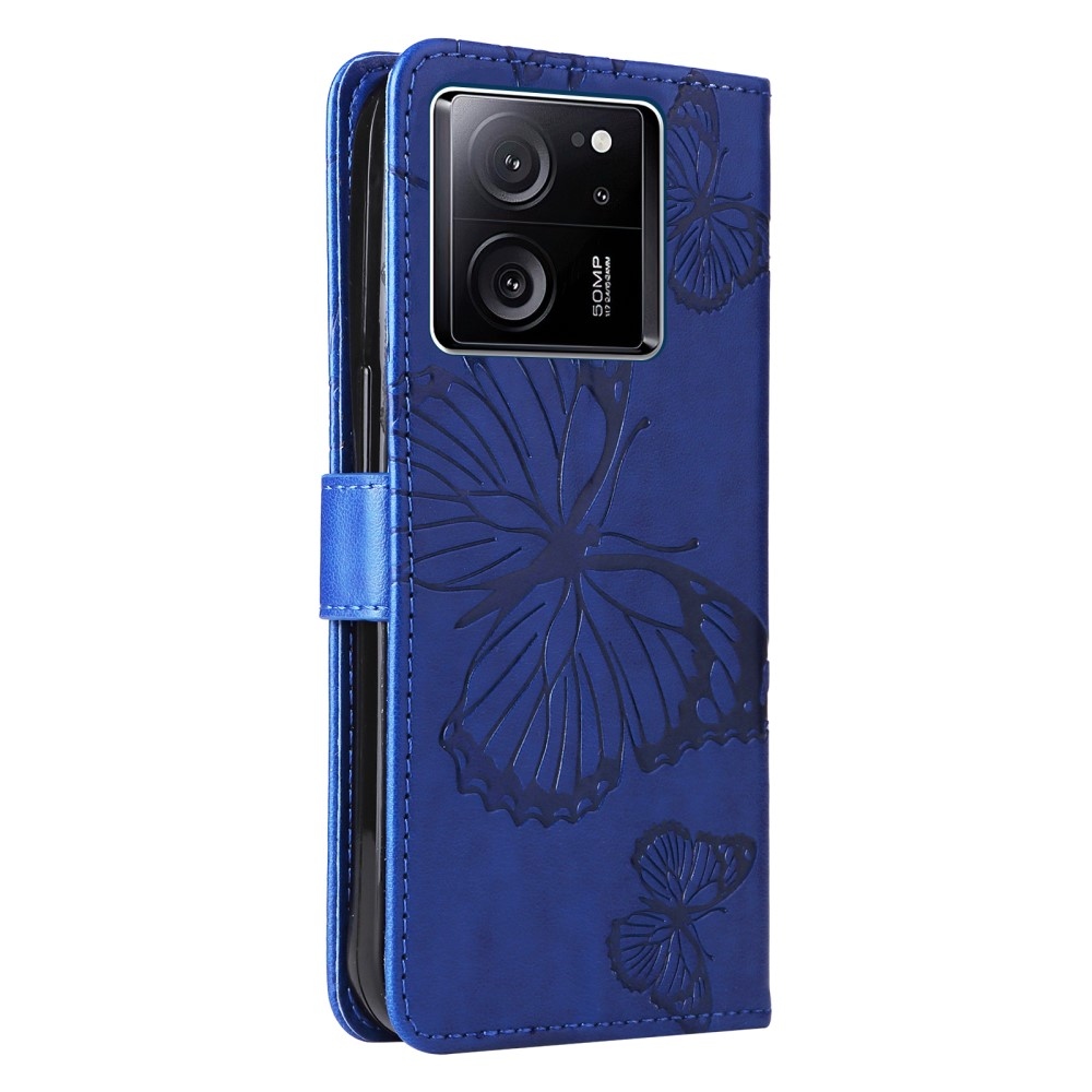 Nagy pillangó könyv tok a Xiaomi 13T/13T Pro-hoz - kék