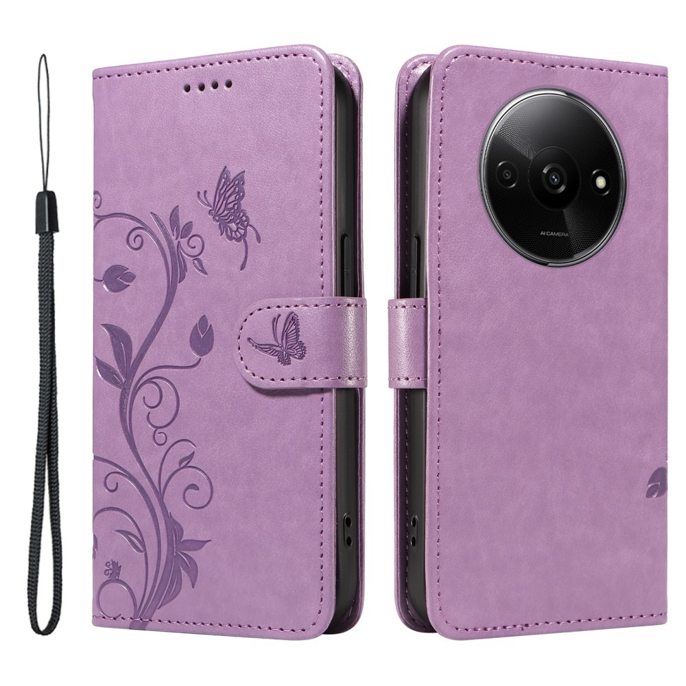 Virágok könyv tok Xiaomi Redmi A3-hoz - lila