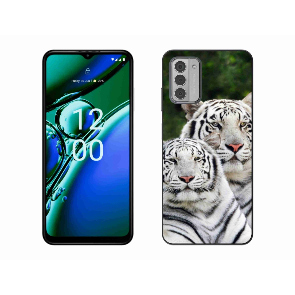 Gél tok mmCase a Nokia G42 készülékhez - fehér tigrisek