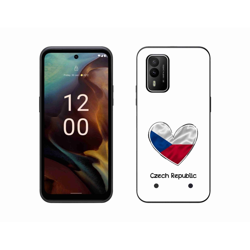 Zselés borító mmCase a Nokia XR21 készülékhez - zászló szív fehér háttérrel