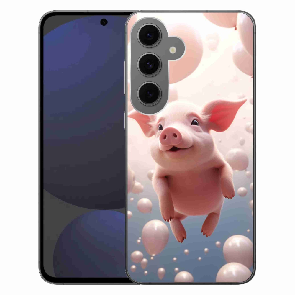 Gél borítás mmCase Samsung Galaxy S24 FE - malac lufikkal