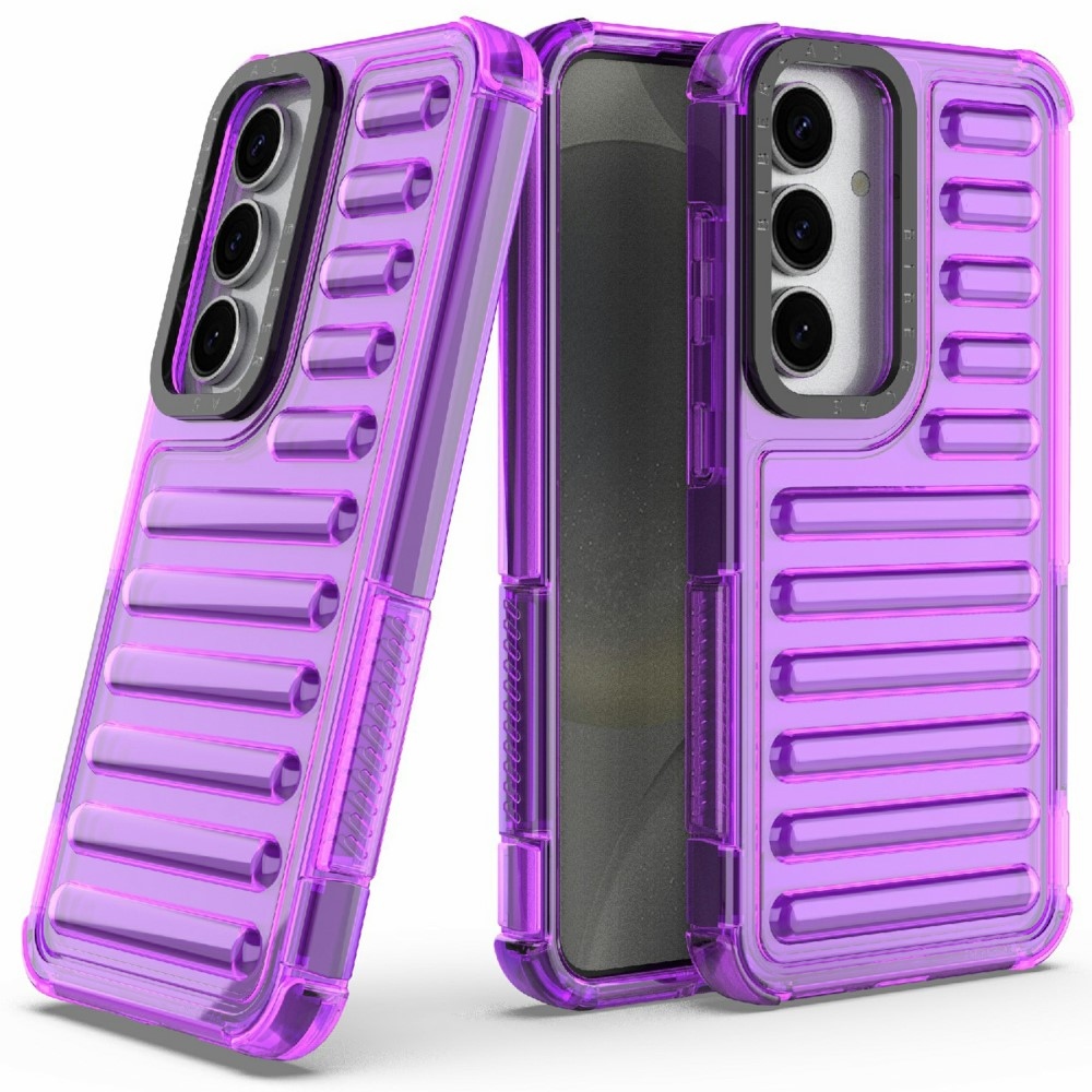 Csíkos tartós borító Samsung Galaxy S25 készülékhez - lila