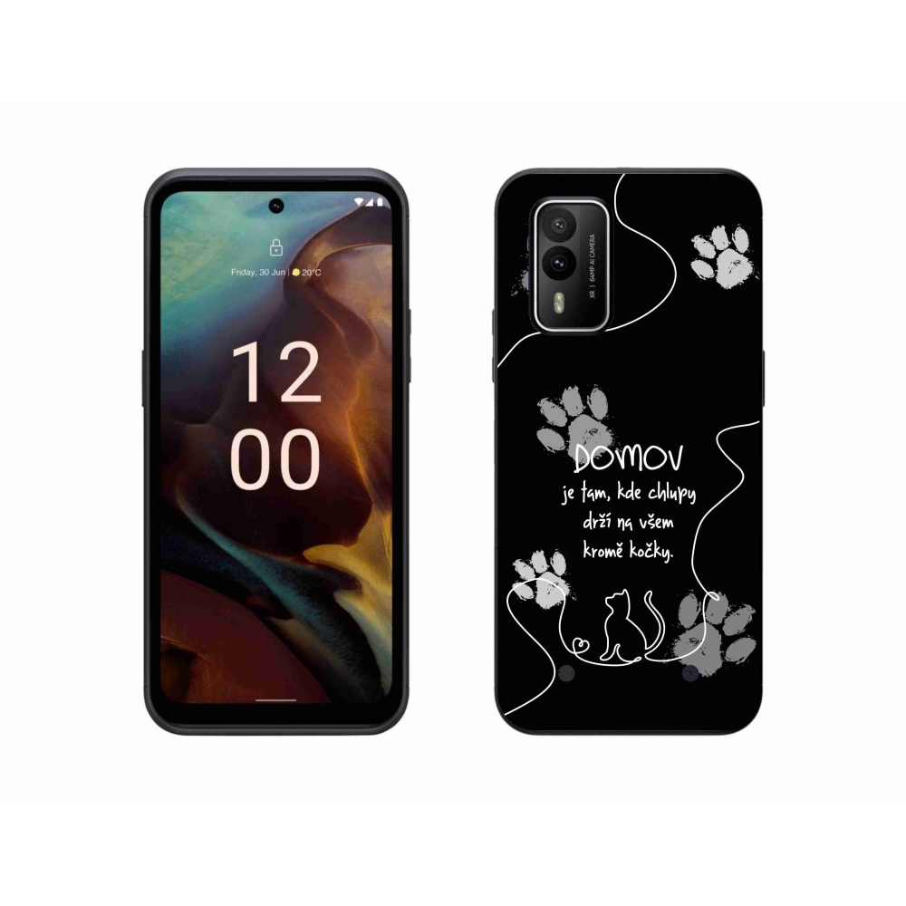 Zselés borítás mmCase a Nokia XR21 készülékhez - macska motívum fekete háttérrel